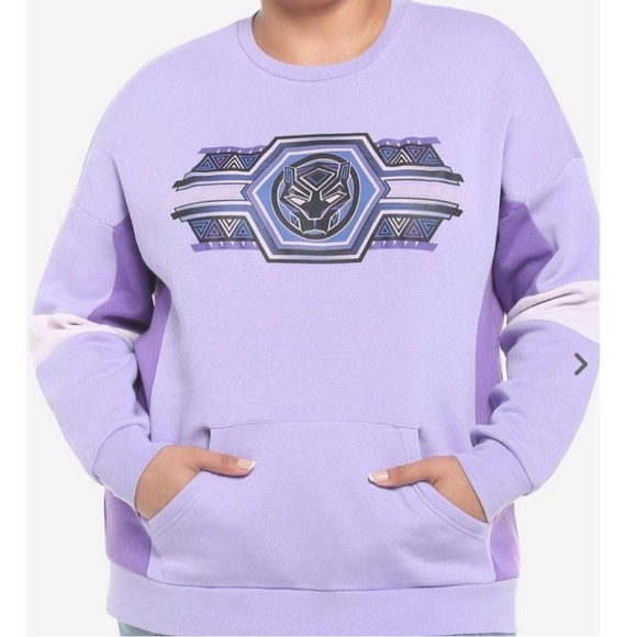 Marvel purple and white Black Panther crewneck sweatshirt with front poc… - Picture 6 of 8